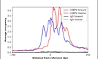 ChIP-Exo-Seq composite graph for Anti-CEBPE (HPA002928, Lot A113909) tested in K562 cells. Strand-specific reads (blue: forward, red: reverse) and IgG controls (black: forward, grey: reverse) are plotted against the distance from a composite set of reference binding sites. The antibody exhibits robust target enrichment compared to a non-specific IgG control and precisely reveals its structural organization around the binding site. Data generated by Prof. B. F. Pugh´s Lab at Cornell University.