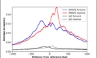 ChIP-Exo-Seq composite graph for Anti-DMAP1 (HPA028419, Lot R27292) tested in K562 cells. Strand-specific reads (blue: forward, red: reverse) and IgG controls (black: forward, grey: reverse) are plotted against the distance from a composite set of reference binding sites. The antibody exhibits robust target enrichment compared to a non-specific IgG control and precisely reveals its structural organization around the binding site. Data generated by Prof. B. F. Pugh´s Lab at Cornell University.