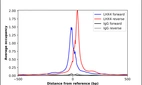 ChIP-Exo-Seq composite graph for Anti-LHX4 (HPA055705, Lot R74330) tested in K562 cells. Strand-specific reads (blue: forward, red: reverse) and IgG controls (black: forward, grey: reverse) are plotted against the distance from a composite set of reference binding sites. The antibody exhibits robust target enrichment compared to a non-specific IgG control and precisely reveals its structural organization around the binding site. Data generated by Prof. B. F. Pugh´s Lab at Cornell University.