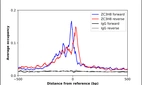 ChIP-Exo-Seq composite graph for Anti-ZC3H8 (HPA034804, Lot R32609) tested in K562 cells. Strand-specific reads (blue: forward, red: reverse) and IgG controls (black: forward, grey: reverse) are plotted against the distance from a composite set of reference binding sites. The antibody exhibits robust target enrichment compared to a non-specific IgG control and precisely reveals its structural organization around the binding site. Data generated by Prof. B. F. Pugh´s Lab at Cornell University.