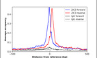 ChIP-Exo-Seq composite graph for Anti-ZIC3 (HPA052936, Lot R70033) tested in K562 cells. Strand-specific reads (blue: forward, red: reverse) and IgG controls (black: forward, grey: reverse) are plotted against the distance from a composite set of reference binding sites. The antibody exhibits robust target enrichment compared to a non-specific IgG control and precisely reveals its structural organization around the binding site. Data generated by Prof. B. F. Pugh´s Lab at Cornell University.