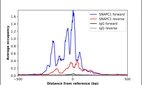 ChIP-Exo-Seq composite graph for Anti-SNAPC1 (HPA072276, Lot R101991) tested in K562 cells. Strand-specific reads (blue: forward, red: reverse) and IgG controls (black: forward, grey: reverse) are plotted against the distance from a composite set of reference binding sites. The antibody exhibits robust target enrichment compared to a non-specific IgG control and precisely reveals its structural organization around the binding site. Data generated by Prof. B. F. Pugh's Lab at Cornell University.