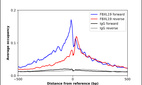 ChIP-Exo-Seq composite graph for Anti-FBXL19 (HPA074250, Lot R102685) tested in K562 cells. Strand-specific reads (blue: forward, red: reverse) and IgG controls (black: forward, grey: reverse) are plotted against the distance from a composite set of reference binding sites. The antibody exhibits robust target enrichment compared to a non-specific IgG control and precisely reveals its structural organization around the binding site. Data generated by Prof. B. F. Pugh's Lab at Cornell University.